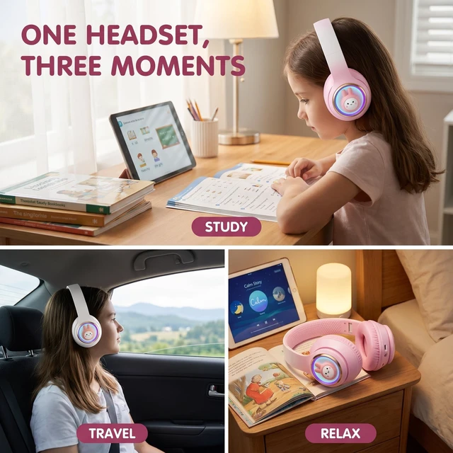 Alt view image 5 of 5 - YLFASHION Kids Bluetooth Headphones with Colorful LED Lights