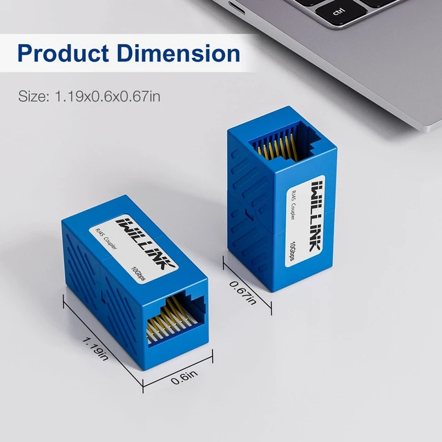 Alt view image 4 of 5 - iwillink RJ45 Coupler Ethernet Connector, Female to Female, 50 Pack, Blue
