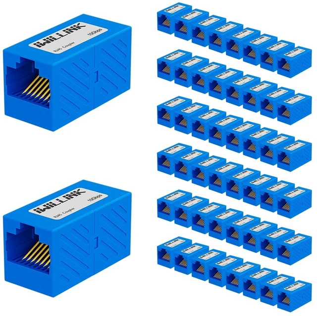 Main image of iwillink RJ45 Coupler Ethernet Connector, Female to Female, 50 Pack, Blue