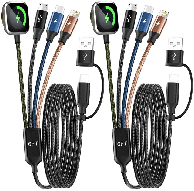 Main image of Travel Essentials 4in2 Multi Charging Cable for iPhone Watch Charger,2PK6FT