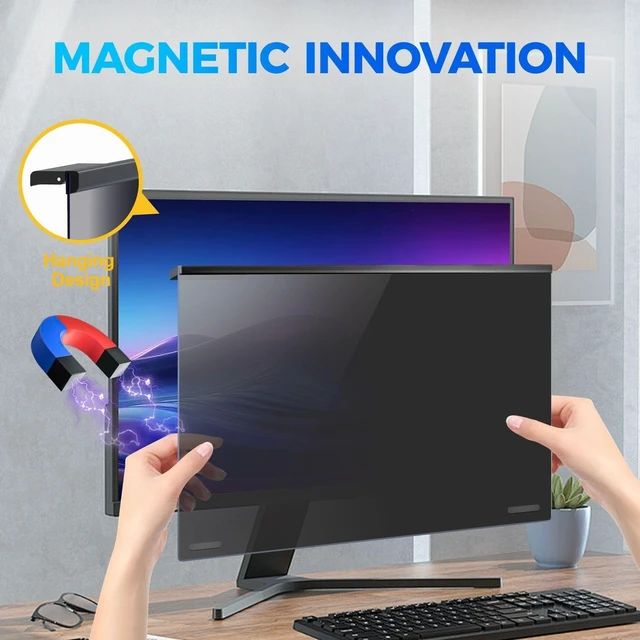 Alt view image 3 of 5 - JEAPKA Magnetic 27 Inch Computer Privacy Screen Filter for 16:9 Aspect Ratio Widescreen Monitor, Eye Protection Anti Glare Blue Light Computer Privacy Shield Panel, Removable Anti-Scratch Protector