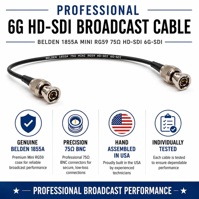 Alt view image 4 of 5 - AV-Cables 6G HD-SDI BNC to BNC Cable, 1855A, 6ft, Black
