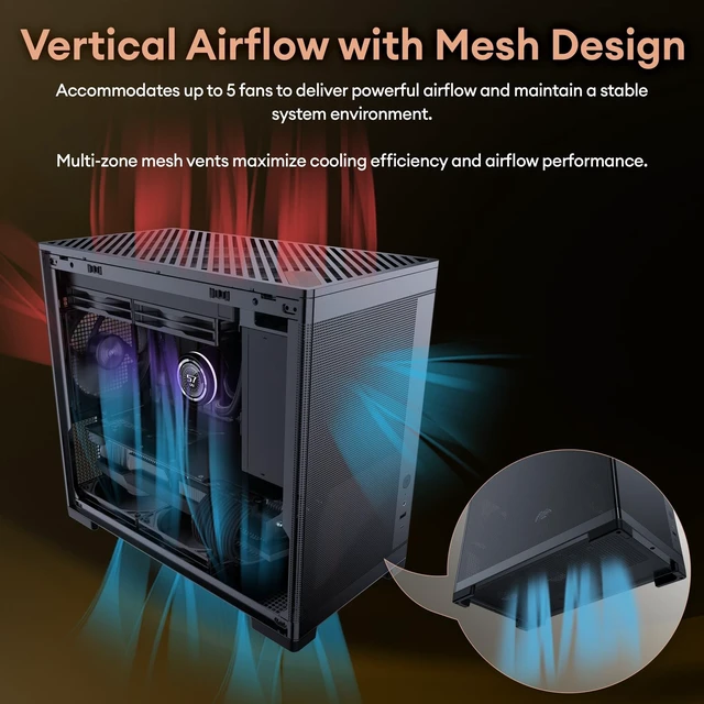 Alt view image 5 of 5 - Okinos MiniArt 4 Micro ATX PC case, 2x120mm Reverse 3 Pin Fans & 1x120mm 3 Pin Fan Pre-Installed, 240mm Radiator Support, Compact MATX Case, Front Mounted PSU, MiniArt Series White