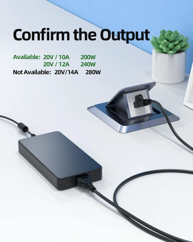 Alt view image 4 of 5 - 240W Charger Fit for MSI GS66 Charger Stealth Laptop AC Power Adapter Supply Cord