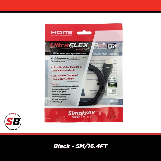 Alt view image 3 of 5 - UltraFlex by SimplyAV 8K 48Gbps HDMI Ultra High Speed Cable, 16.4ft
