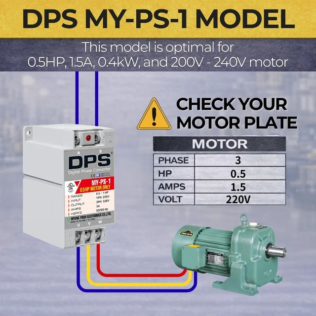Alt view image 2 of 5 - DPS Digital Phase Converter 1HP My-PS-1, Single to 3 Phase, 3A 200-240V