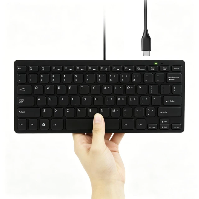 Main image of SVJEFY Small Wired Keyboard for Mac (USB C Interface) -Mini Save Space, 78-Key Layout with 14 Media Hotkeys, Type C Slim Compact USB C Keyboard for MacBook, Mac mini/Pro, i-Pad, i-Phone Laptop-Black