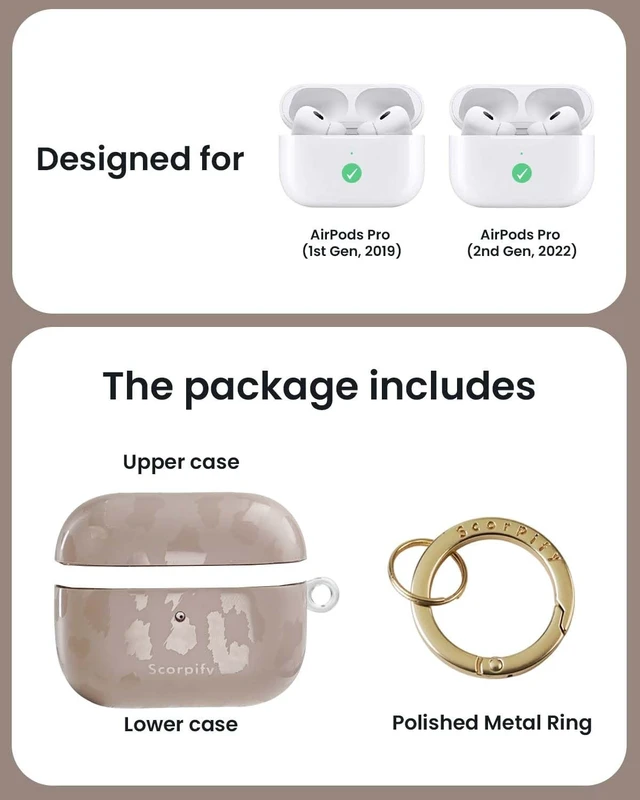 Alt view image 3 of 5 - SCORPIFY for AirPods Pro Case 1 & 2 (1st & 2nd Generation, 2019/2022) with Keychain, Compatible with Apple AirPod Pro 1 & 2, Cute Protective Hard Shell Cover, Earbuds Case for Women - Nude L