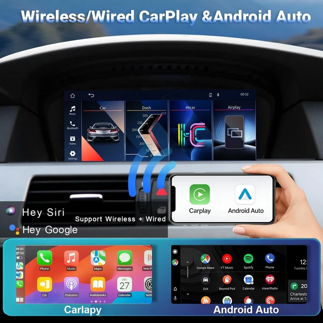 Alt view image 2 of 5 - CarPlay Touchscreen Screen Upgrade for BMW 5 Series E60/E61 with CCC System 2005-2008, 9.3 Inch Wireless CarPlay Android Auto, Mirror Link Car Radio Car Stereo Bluetooth Video Player Head Uni