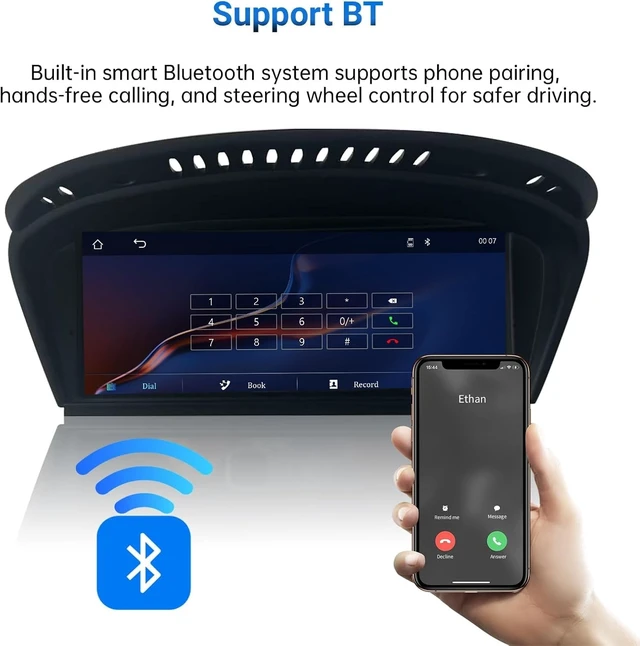 Alt view image 4 of 5 - CarPlay Touchscreen Screen Upgrade for BMW 5 Series E60/E61 with CCC System 2005-2008, 9.3 Inch Wireless CarPlay Android Auto, Mirror Link Car Radio Car Stereo Bluetooth Video Player Head Uni