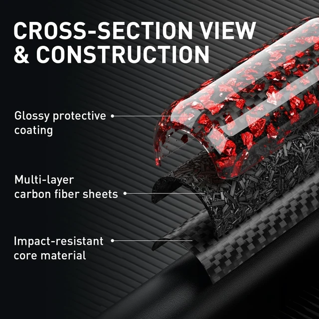 Alt view image 2 of 5 - MOLOVA Carbon Fiber Material Design Protective Cover for AirPods Pro 3 Case, Shockproof Hard Shell for AirPod Pro 3 Case, Stylish and Durable Cover for Men/Wome USB-C Cable,Red foil