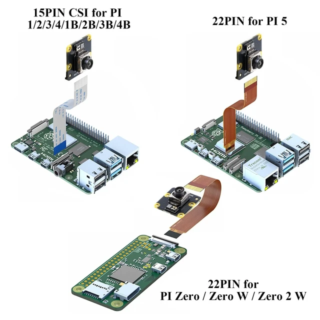 Alt view image 5 of 5 - IMX708 12MP Camera Module, Night Vision Camera (Noir) 120 FOV Auto-Focus, High Dynamic Range (HDR) Includes 15-15pin, 15-22pin Cable Compatible with Raspberry Pi 5/4B+/3B+/3B/Zero