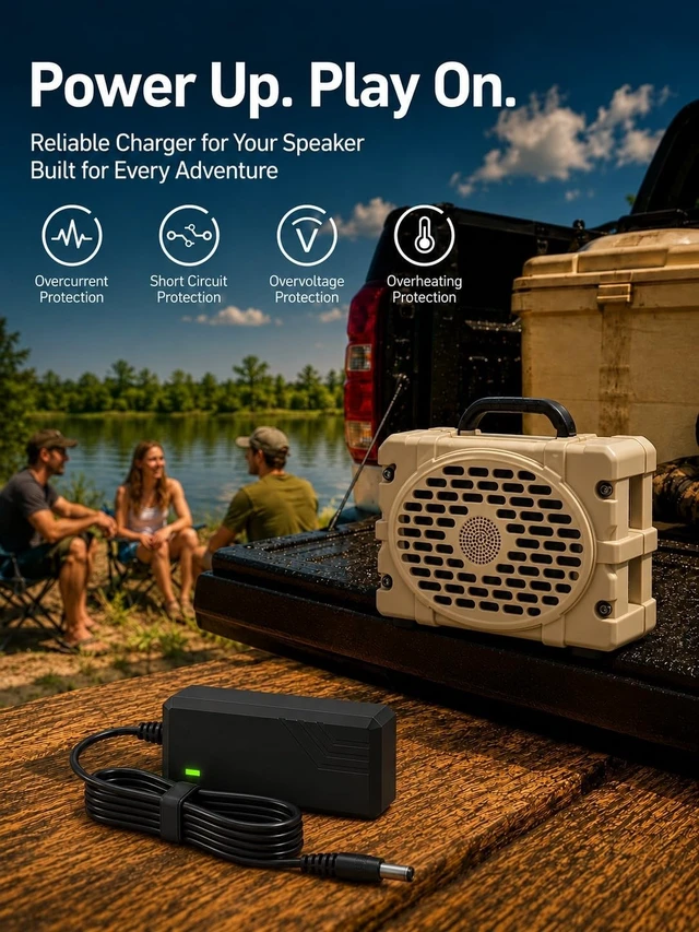 Alt view image 4 of 5 - 20V Charger Fit for Turtlebox Grande: Loud Outdoor Portable 5.4 Speaker: UL Safety Certified, 6ft Rugged Outdoor Replacement Charging Cord with LED Indicator, GQ48-200300-AU, Accessories