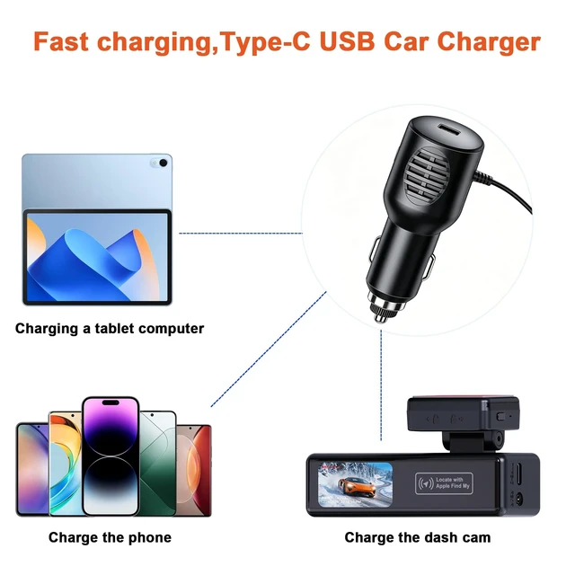 Alt view image 4 of 4 - Car Charger Type-C Adapter for Dash cam, Replacement Vehicle Power Cable Cord