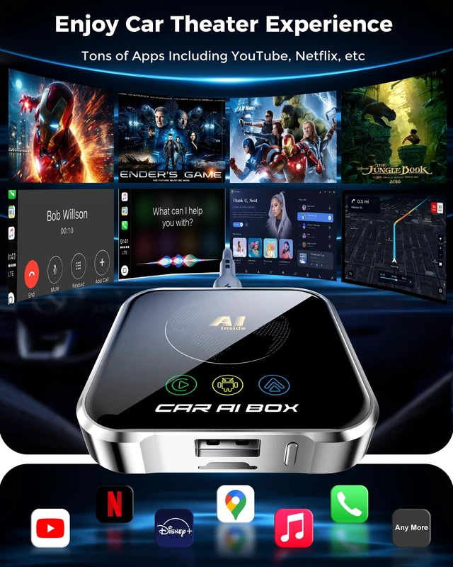 Alt view image 4 of 5 - Magic AI Box Wireless CarPlay Adapter, Fast Car Video Box Plug & Play, Easy Setup, Supports Equalizers and More for OEM Wired CarPlay/Android Auto Cars (Matte Silver)