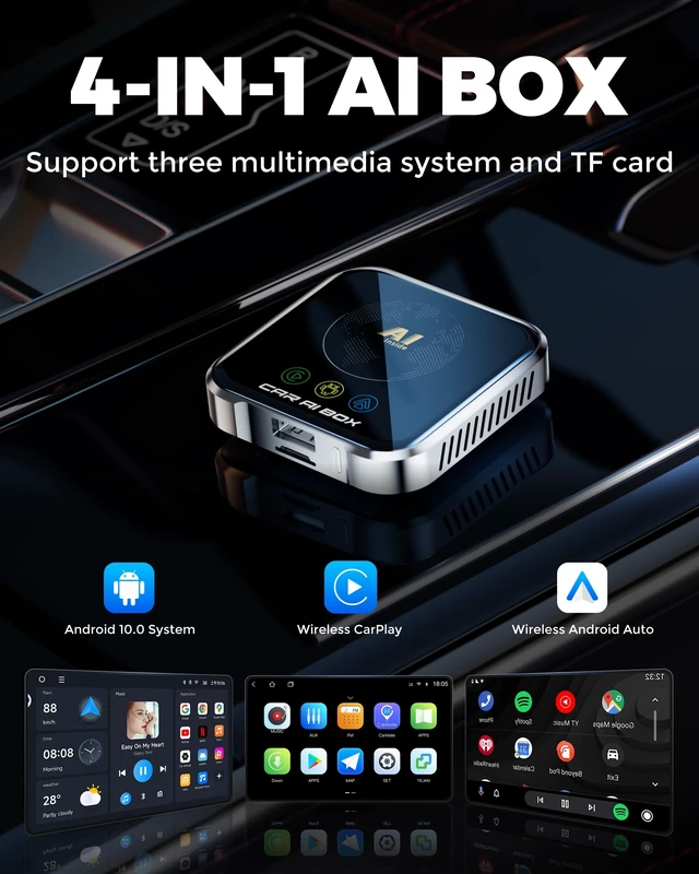 Alt view image 3 of 5 - Magic AI Box Wireless CarPlay Adapter, Fast Car Video Box Plug & Play, Easy Setup, Supports Equalizers and More for OEM Wired CarPlay/Android Auto Cars (Matte Silver)