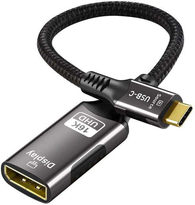 Main image of USB C to DisplayPort 2.1 Adapter Cable16K@60Hz 8K@120Hz 48-bit Color Depth 80Gbps Thunderbolt 5/4 to Display Port Compatible with iPhone 17 ProMax, MacBook Pro/Air/Mini, iPad, Gaming Monitor