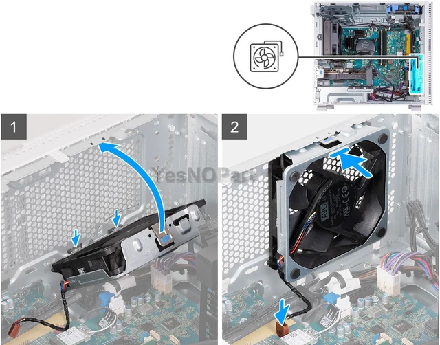 Alt view image 3 of 5 - YesNOPart Chassis Cooling Fan 0J7G7 X176F Replacement for Dell Alienware R12 R11 R10 R9, XPS 8960 8950, Precision 3680 3660 3650, EBT2250
