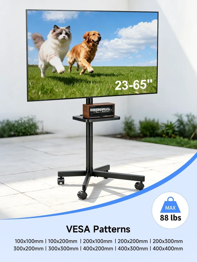Alt view image 2 of 5 - Suptek Rolling TV Stand Height Adjustable for 23-55-65 Inch LCD LED TV