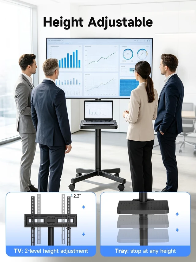 Alt view image 5 of 5 - Suptek Rolling TV Stand Height Adjustable for 23-55-65 Inch LCD LED TV