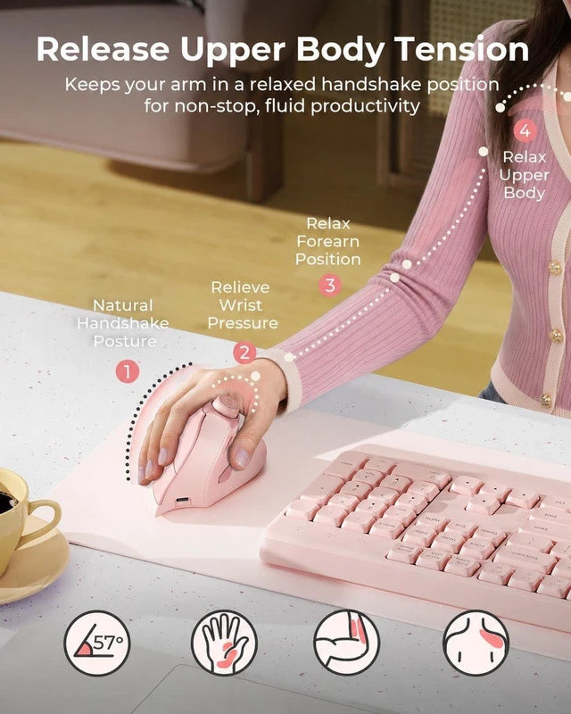 Alt view image 3 of 5 - seenda MOU-302 Wireless Bluetooth Ergonomic Vertical Mouse with Volume Knob