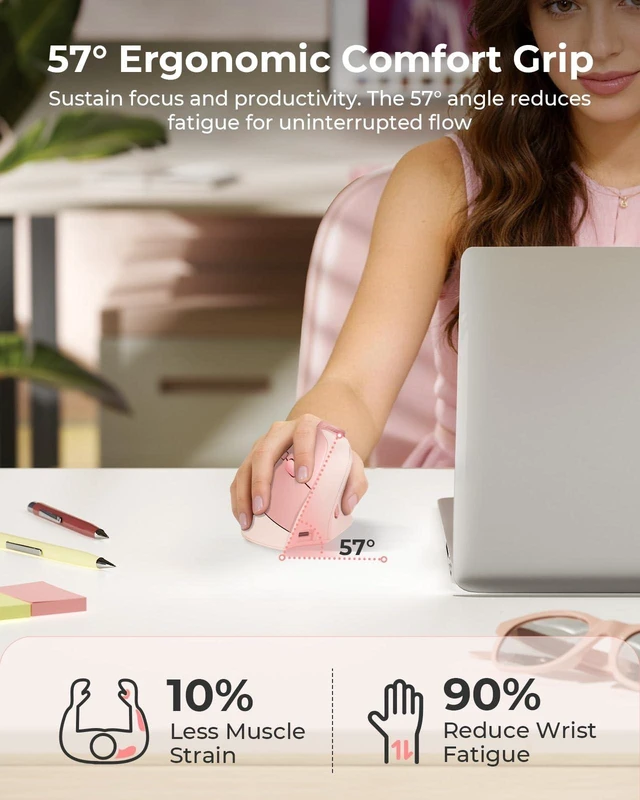 Alt view image 2 of 5 - seenda MOU-302 Wireless Bluetooth Ergonomic Vertical Mouse with Volume Knob