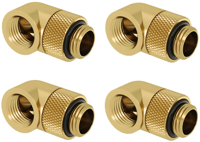 Main image of Barrow G1/4" Male to Female Extender Fitting, 90 Degree Rotary, Gold, 4-Pack