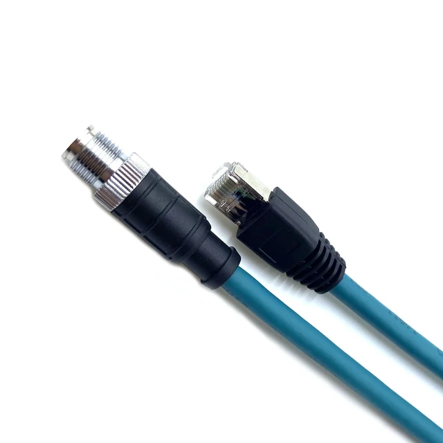 Alt view image 3 of 5 - fozuioh 6.56ft M12 8 Pin X Code Male to RJ45 Male Industrial Ethernet Cable, IP67 Waterproof High Flex Cat6 Shielded Field Wireable Cable Assembly for Automation Application 26AWG 2Meter