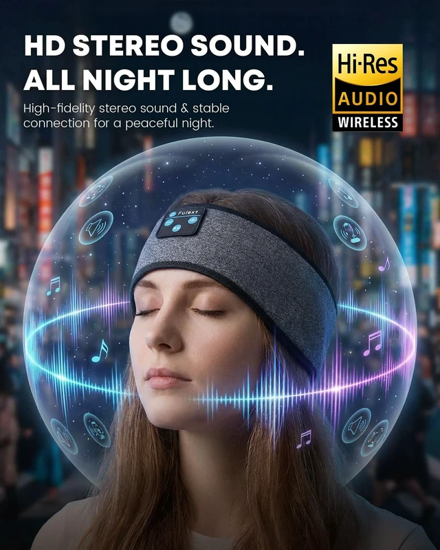 Alt view image 3 of 5 - Fulext Sleep Headphones Bluetooth Sleeping Headband - Sleeping Headphones for Side Sleepers,Birthday Father Mother Valentine's Day Gifts for Women Men