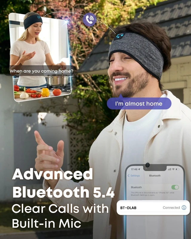 Alt view image 5 of 5 - Fulext Sleep Headphones Bluetooth Sleeping Headband - Sleeping Headphones for Side Sleepers,Birthday Father Mother Valentine's Day Gifts for Women Men