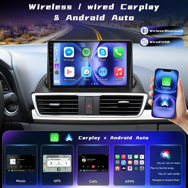 Alt view image 3 of 5 - Volxcereo Car Radio for Mazda 3 2014 2015 2016 2017 2018 2019 with Carplay