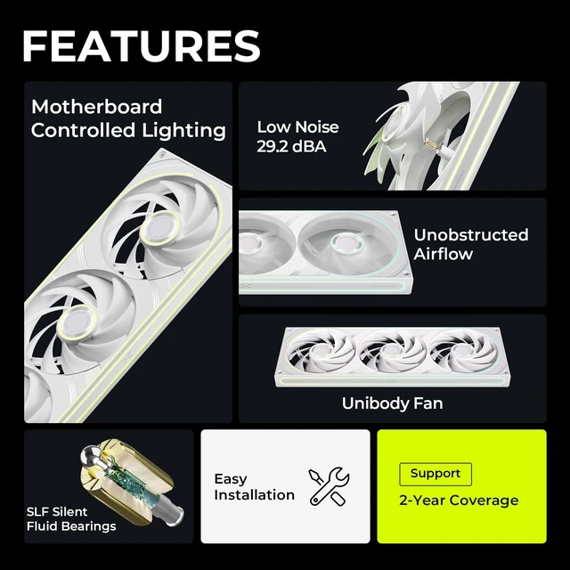 Alt view image 2 of 5 - TRYX FOBR Case Fan 120mm White 3in1 Unibody Frame Slim ARGB Ring for PC