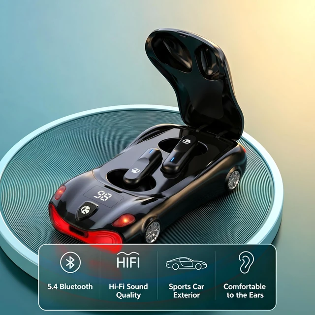 Alt view image 2 of 5 - Bluetooth Earbuds, Sports Car-Shaped Wireless Ear Buds, Gifts for Teen Boys
