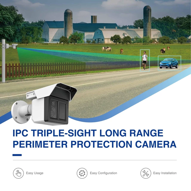 Alt view image 2 of 5 - GemaVision Perimeter Protection IP PoE Camera 32MP Triple-Sight IR Bullet Camera, Long Detection Distance Security,Two-Way Talk,IPC-B52IR-X3