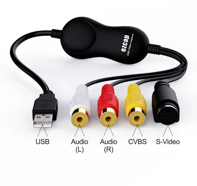 Alt view image 2 of 5 - VHS to Digital Converter, RCA to USB 2.0 Video Capture Card, Convert VHS, VCR, Hi8, Camcorder to Digital, Supports CVBS and S-Video Input, Compatible with Windows, Mac, Linux, H.264 Format