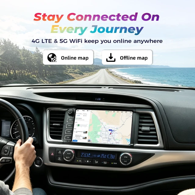 Alt view image 5 of 5 - Dasaita Vivid 10.2" QLED Car Stereo for Toyota Highlander 2015-2019