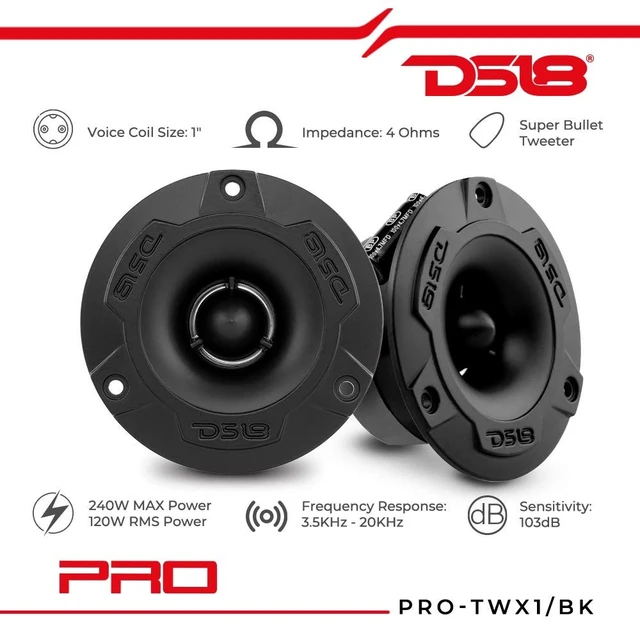 Alt view image 2 of 5 - DS18 PRO-TWX1 Aluminum Super Bullet Tweeter 1", 240W Max, 4 Ohms, Built in Crossover - PRO Tweeters are The Best in The Pro Audio and Voceteo Market (2 Speakers Included)