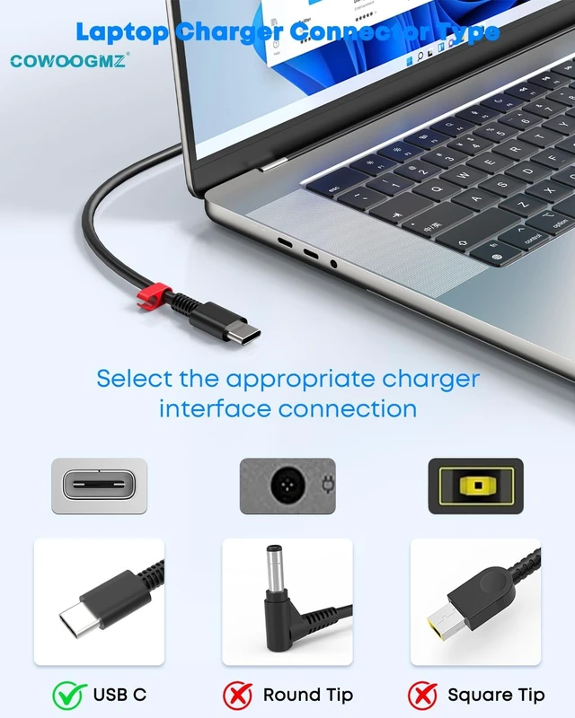 Alt view image 2 of 5 - COWOOGMZ Slim 100W USB C Laptop Charger Compatible with Lenovo Legion Go S Yoga Pro,ldeapad 5 Pro 16,Yoga 9 9i 7 7i,Yoga Slim 7 Pro,ThinkBook 15 16,ThinkPad P16s T16 Computer Type C Fast Charger