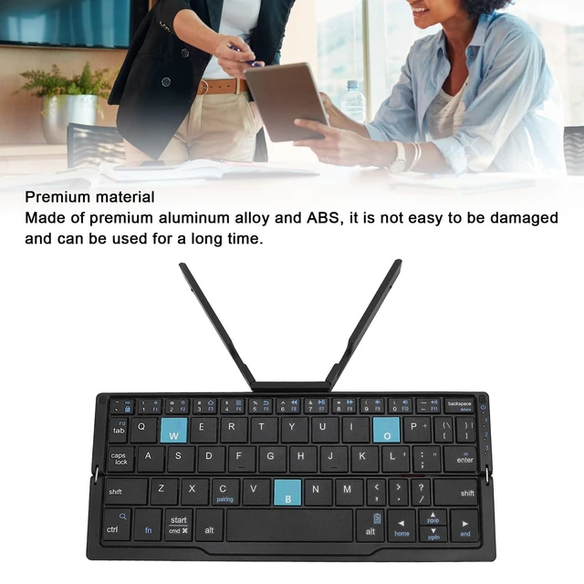Alt view image 3 of 5 - Wisoqu Foldable Bluetooth Keyboard, Folding Cordless Portable Keyboard, Multi Devices, Pocket Size, Compact Travel Keyboard for Tablet Smartphone Laptop PC (Black Gray)