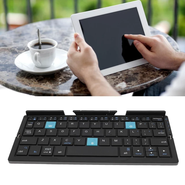 Alt view image 5 of 5 - Wisoqu Foldable Bluetooth Keyboard, Folding Cordless Portable Keyboard, Multi Devices, Pocket Size, Compact Travel Keyboard for Tablet Smartphone Laptop PC (Black Gray)