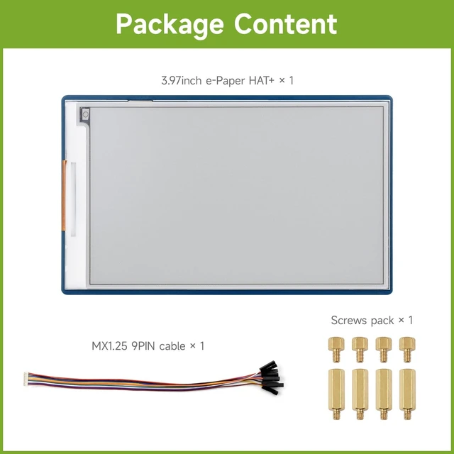 Alt view image 2 of 5 - Waveshare 3.97inch E-Paper Display, E-Ink Display, 800 480 Pixels, Black/White, 4 Grey Scales, SPI Interface, Standard Raspberry Pi 40PIN GPIO Header, Comes with Driver Board