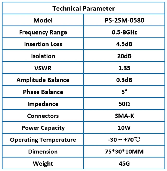 Alt view image 3 of 5 - TOJOIN Passive Power Splitter/Divider 2 Way for SMA Connectors, Coaxial Cable Splitter 0.5-8GHz for RF/Microwave Measurements Accessories Splitter Coaxial, for Antenna System (PS-2SM-0580)