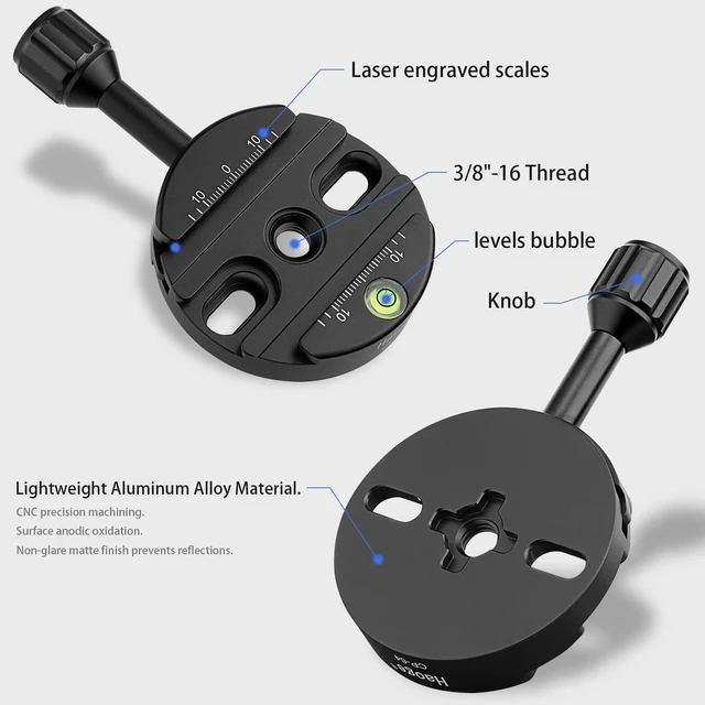 Alt view image 3 of 5 - Haoge 64mm Screw Knob Clamp Adapter Mount for Quick Release QR Plate Camera Tripod Ballhead Monopod Ball Head Fit Arca Swiss
