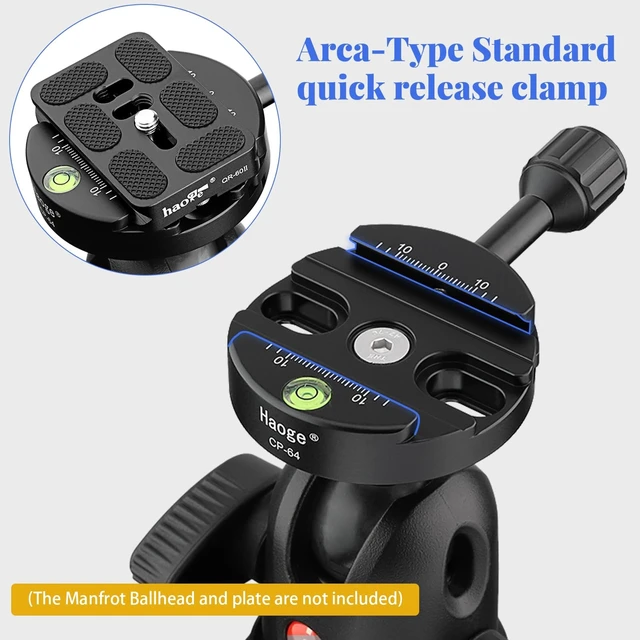 Alt view image 5 of 5 - Haoge 64mm Screw Knob Clamp Adapter Mount for Quick Release QR Plate Camera Tripod Ballhead Monopod Ball Head Fit Arca Swiss
