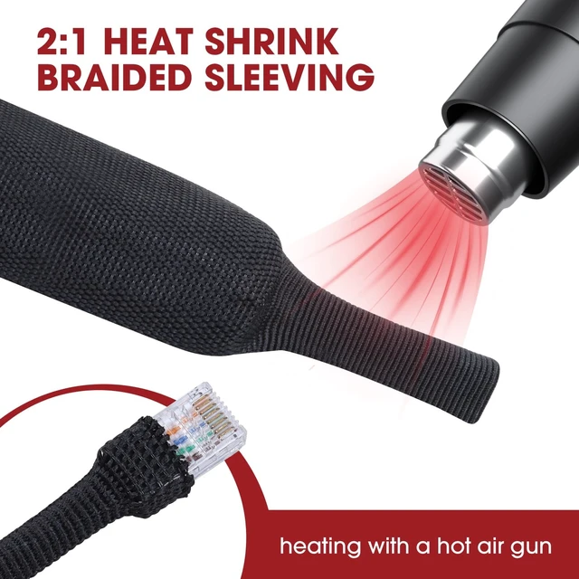 Alt view image 3 of 5 - BuyUneed 2:1 Ratio Fabric Tubing Heat Shrink Braided Sleeving 3/4"-25ft