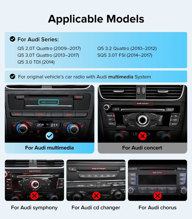 Alt view image 2 of 5 - 12.3" CarPlay Radio Upgrade for Audi Q5 SQ5 (09-17) with Multimedia MMI 3G