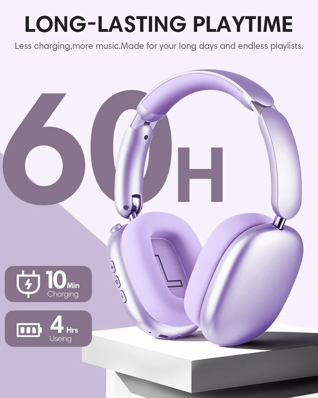 Alt view image 5 of 5 - Wentronic Y02 Active Noise Cancelling Wireless Headphones, Purple