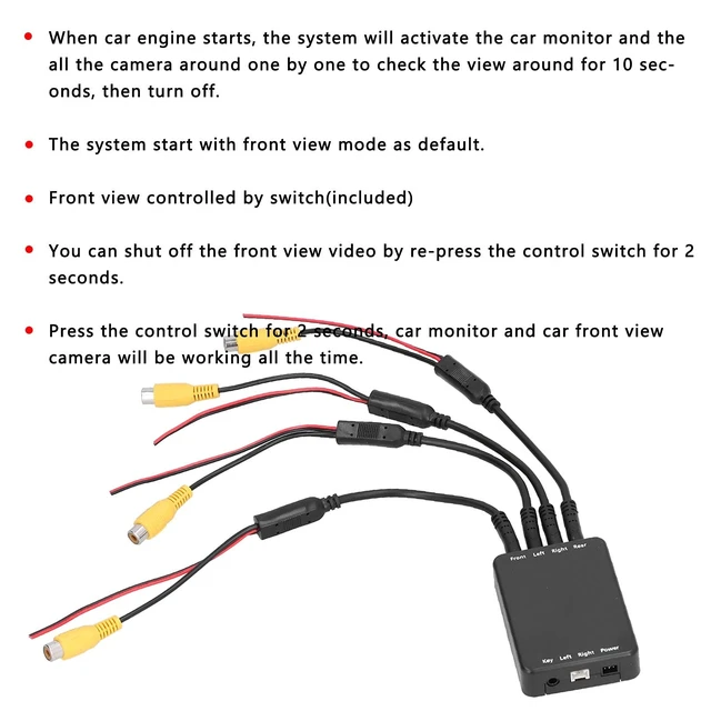 Alt view image 4 of 5 - 4 Way Car Video Switch Panoramic Camera Control Switch 360 Degree Camera Control Switch Box Universal Reversing Camera Control Switch for Vehicle Backup