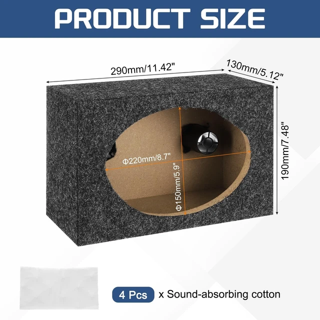 Alt view image 2 of 5 - MECCANIXITY 6 x 9 Ported Wooden Speaker Enclosure, Single Vented, Gray