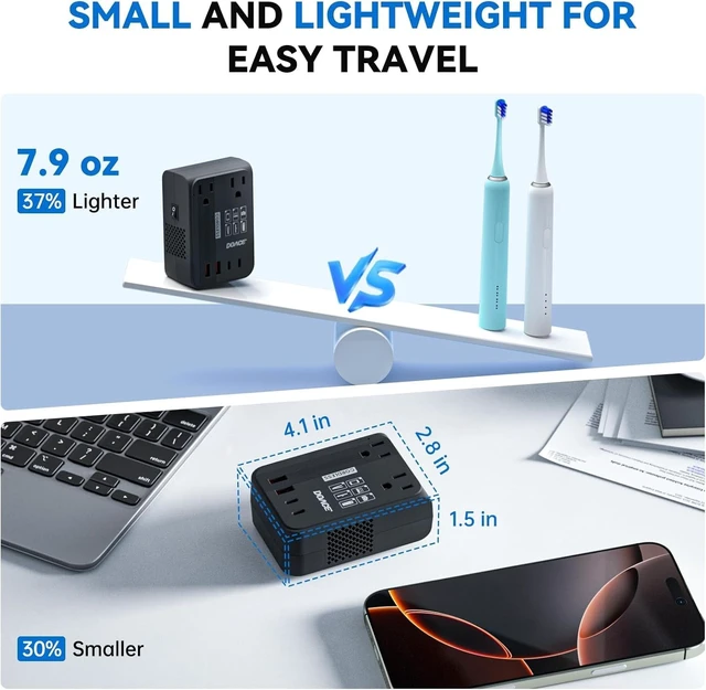 Alt view image 3 of 5 - DOACE 350W Voltage Converter US to Europe 220V to 110V Converter